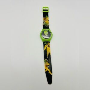 1996 The Mask Cartoon Watch Green Band Vintage Character Wristwatch